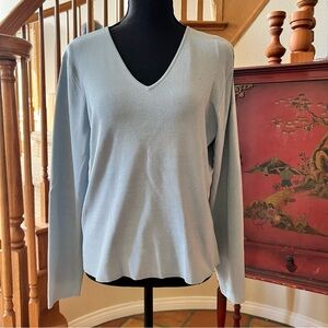 Brooks Brothers 346 Silk Blend V-neck Sweater Light Blue Size L